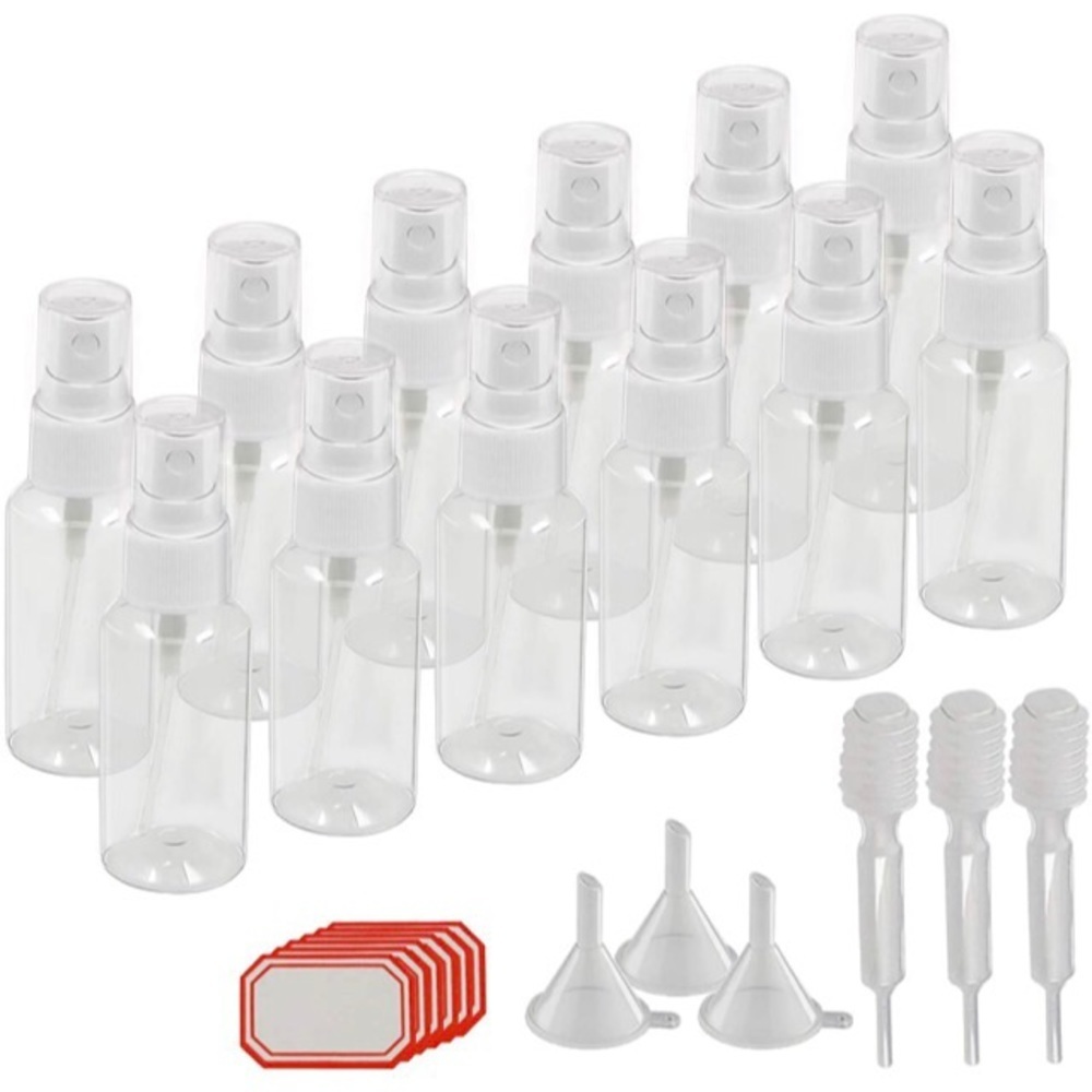 Fine Mist Spray Bottles, 12 Pcs Transparent Travel Bottle Toiletries